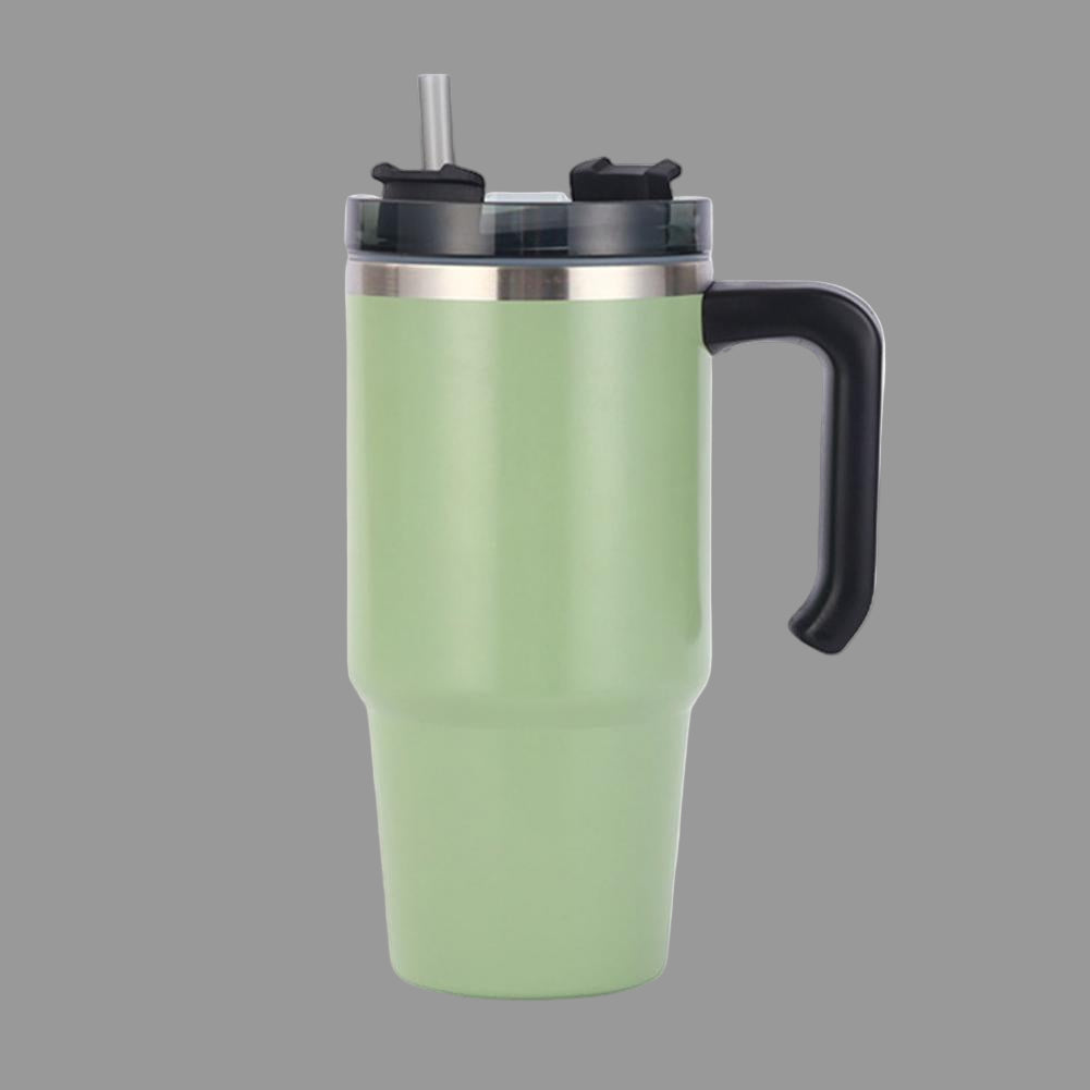 Ποτήρι θερμός μεγάλης χωρητικότητας με χερούλι και καλαμάκι 591mL/887mL Μονόχρωμο