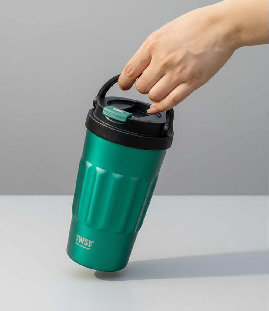 Ποτήρι θερμός TYESO με χερούλι μεταφοράς 400mL/500mL Μεταλλικό χρώμα