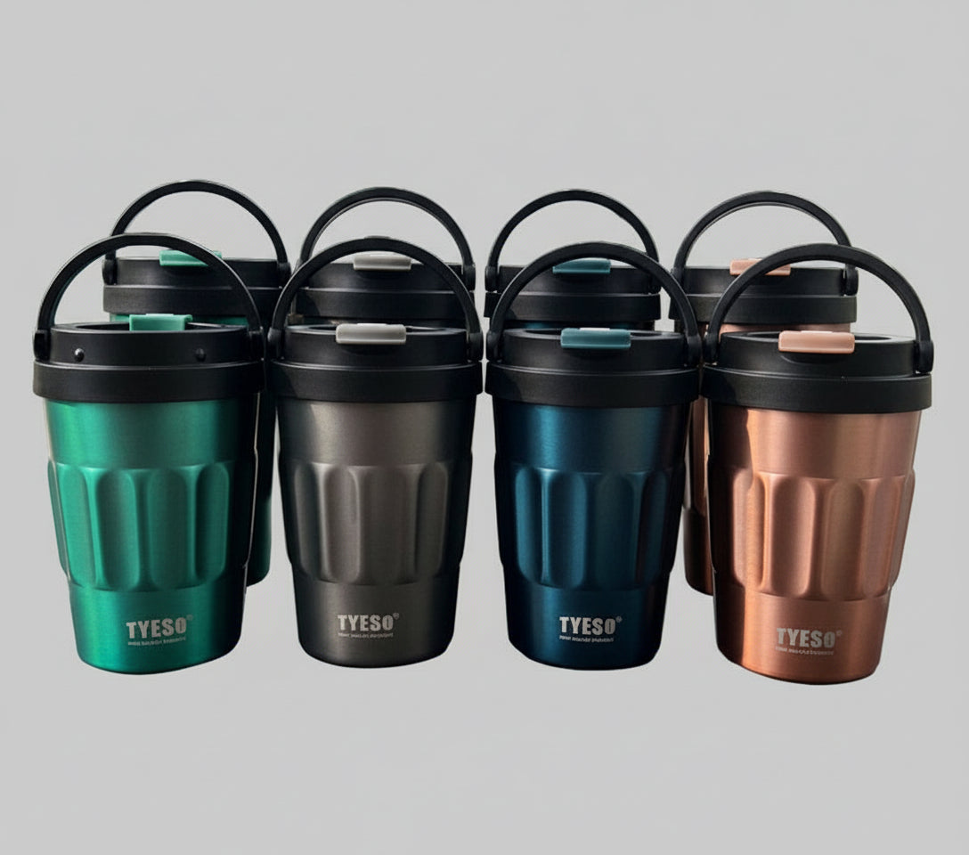 Ποτήρι θερμός TYESO με χερούλι μεταφοράς 400mL/500mL Μεταλλικό χρώμα
