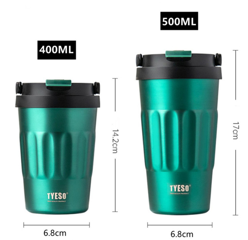 Ποτήρι θερμός TYESO με χερούλι μεταφοράς 400mL/500mL Μεταλλικό χρώμα