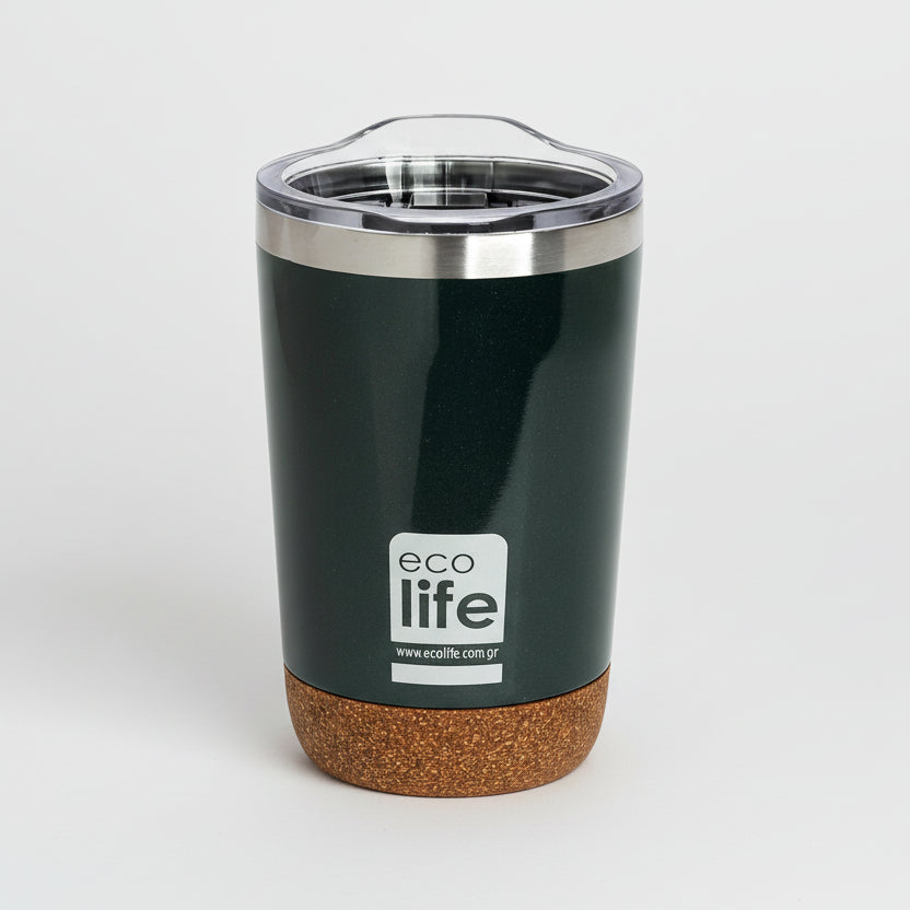 Ποτήρι θερμός ECO LIFE με βάση φελλού 370mL Dark Green