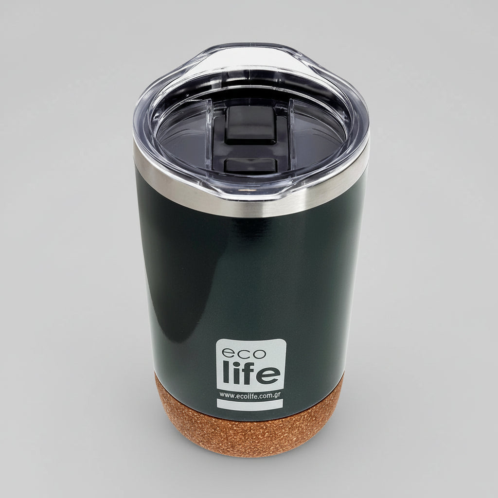 Ποτήρι θερμός ECO LIFE με βάση φελλού 370mL Dark Green